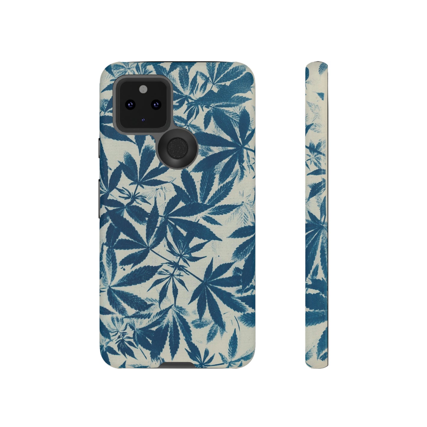 Tough Cell Phone Cases -Cannabis Field Cyanotype on Ivory Print