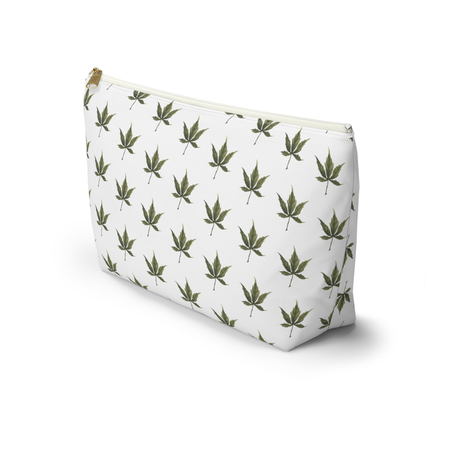 Roomy Accessory Pouch - Mini Cannabis Leaf Print on White