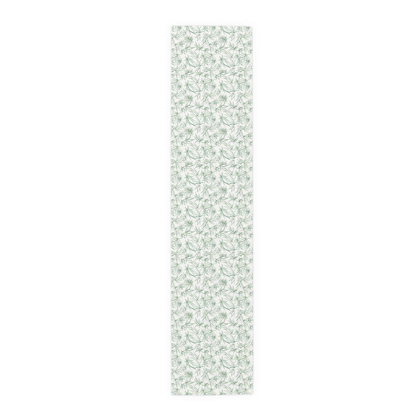 Table Runner 100% Cotton - Cannabis Sketches in Green