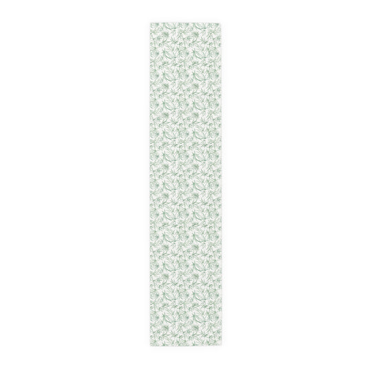 Table Runner 100% Cotton - Cannabis Sketches in Green