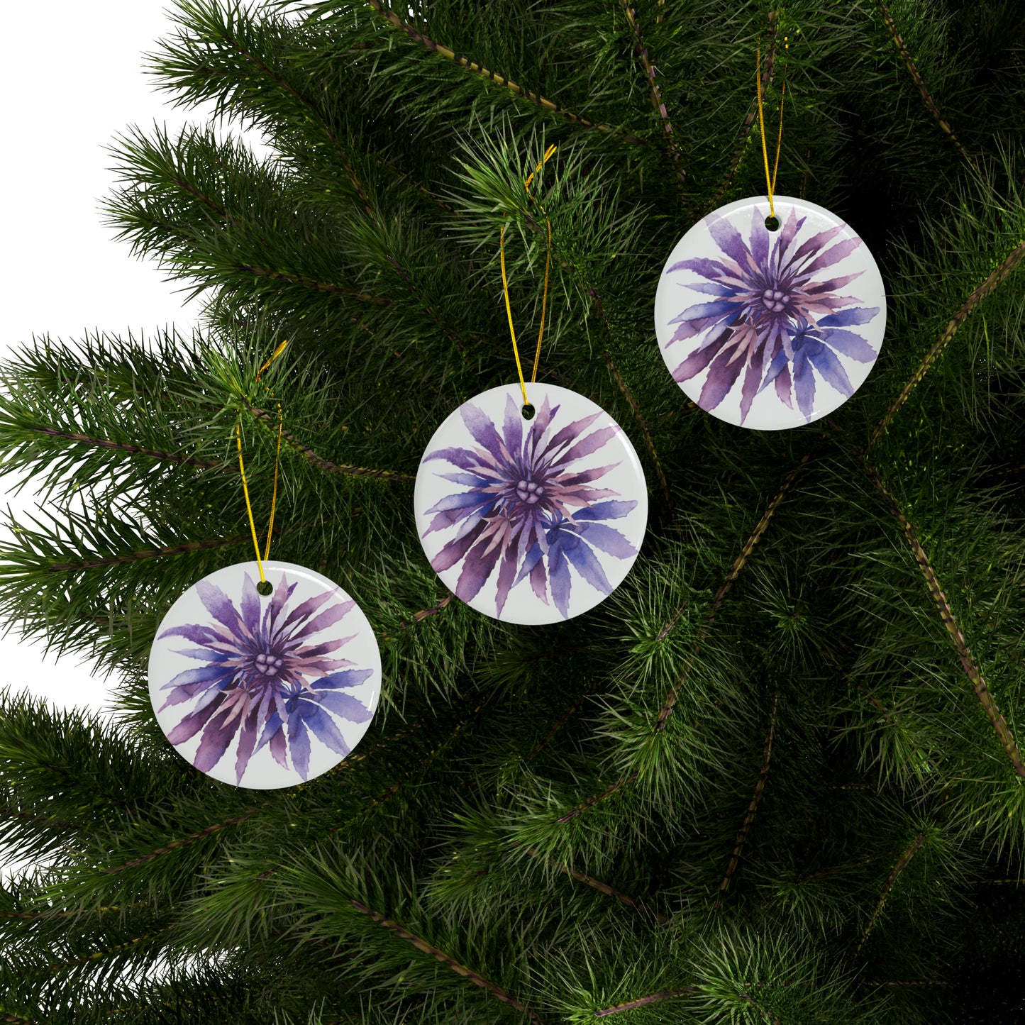 Ceramic Holiday Ornaments - Purple Passion