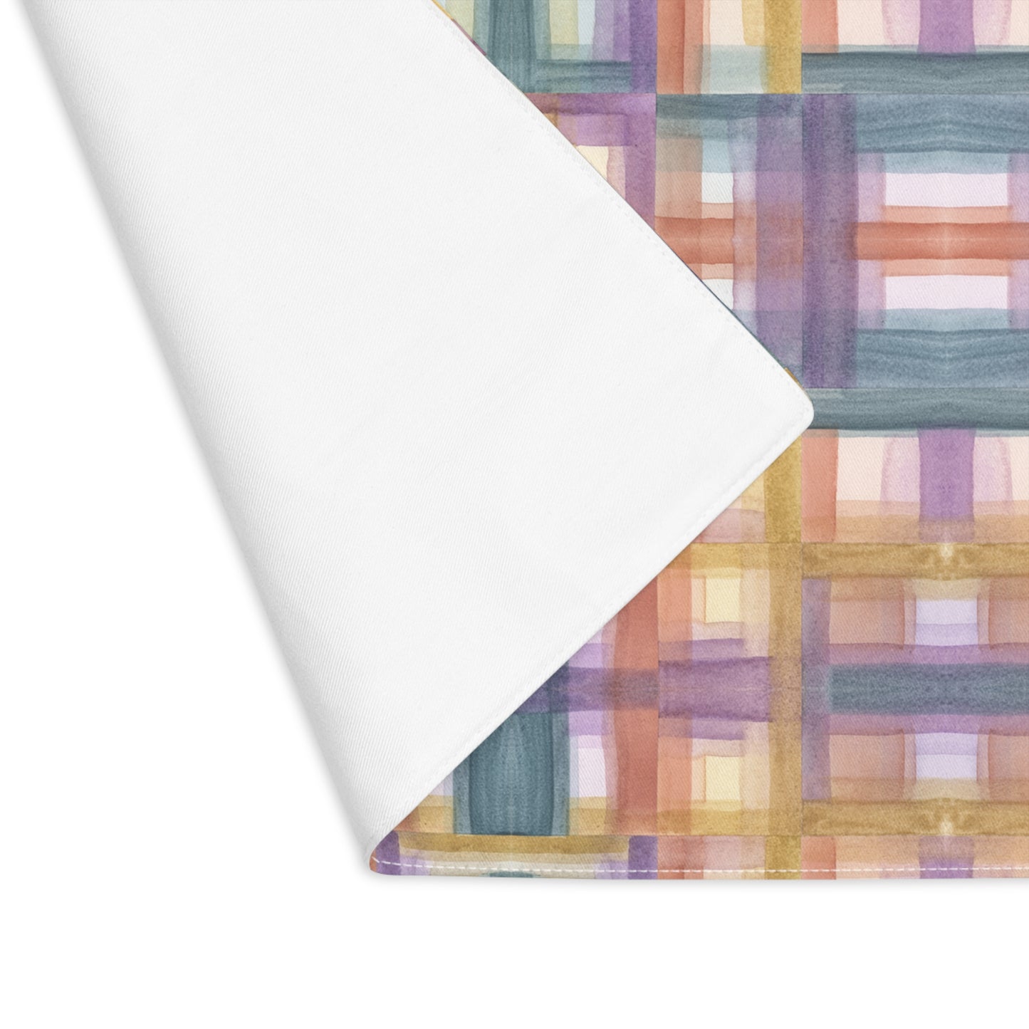 100% Cotton Placemat, 1pc - Painterly Plaid, Warm Colors