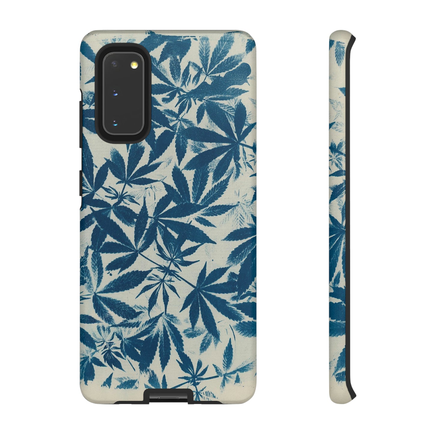 Tough Cell Phone Cases -Cannabis Field Cyanotype on Ivory Print