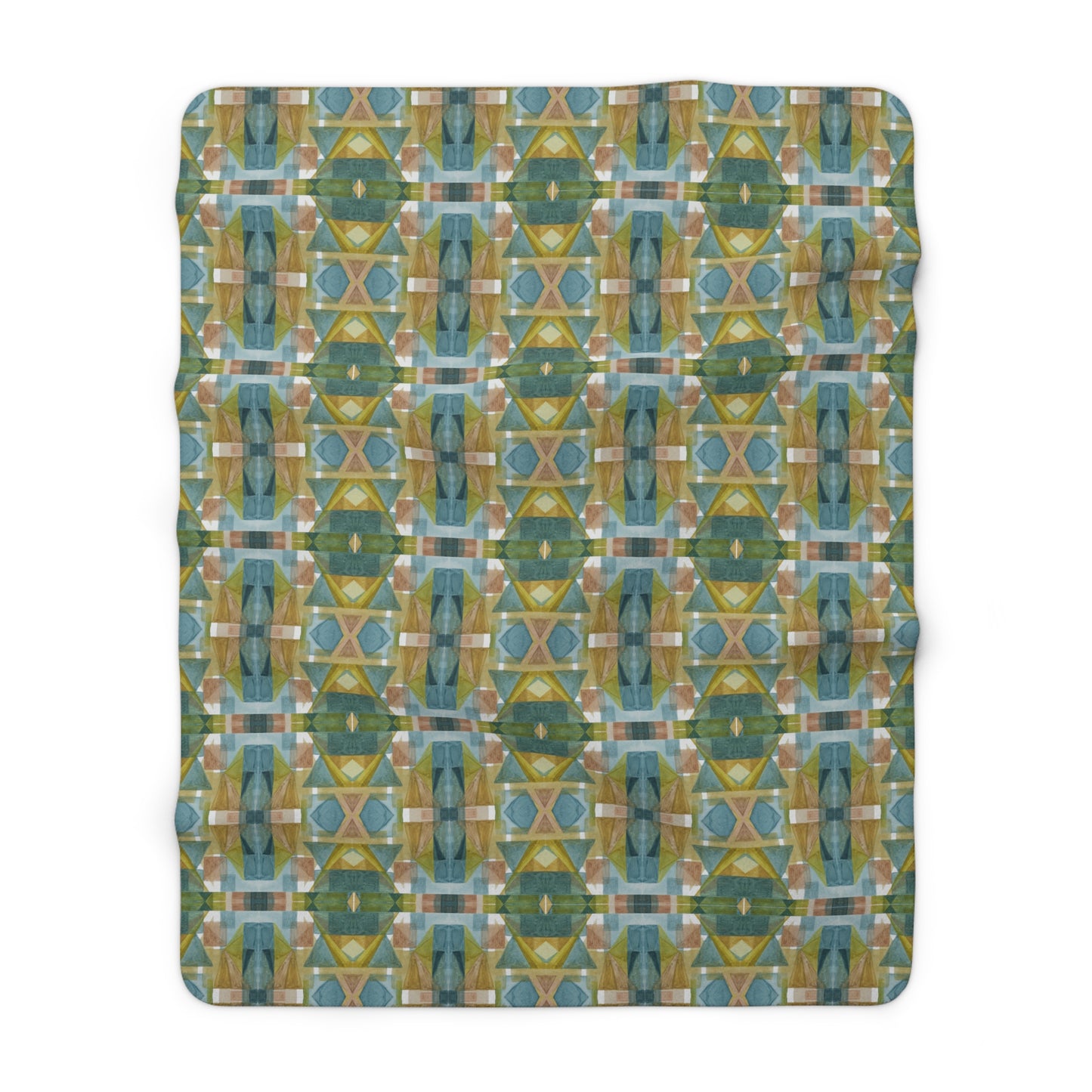 Sherpa Fleece Blanket - Painterly Plaid, Cool Colors