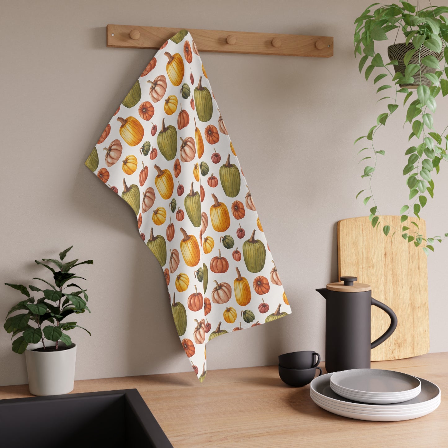 100% Cotton Twill Kitchen Towel - Rainbow Pumpkins