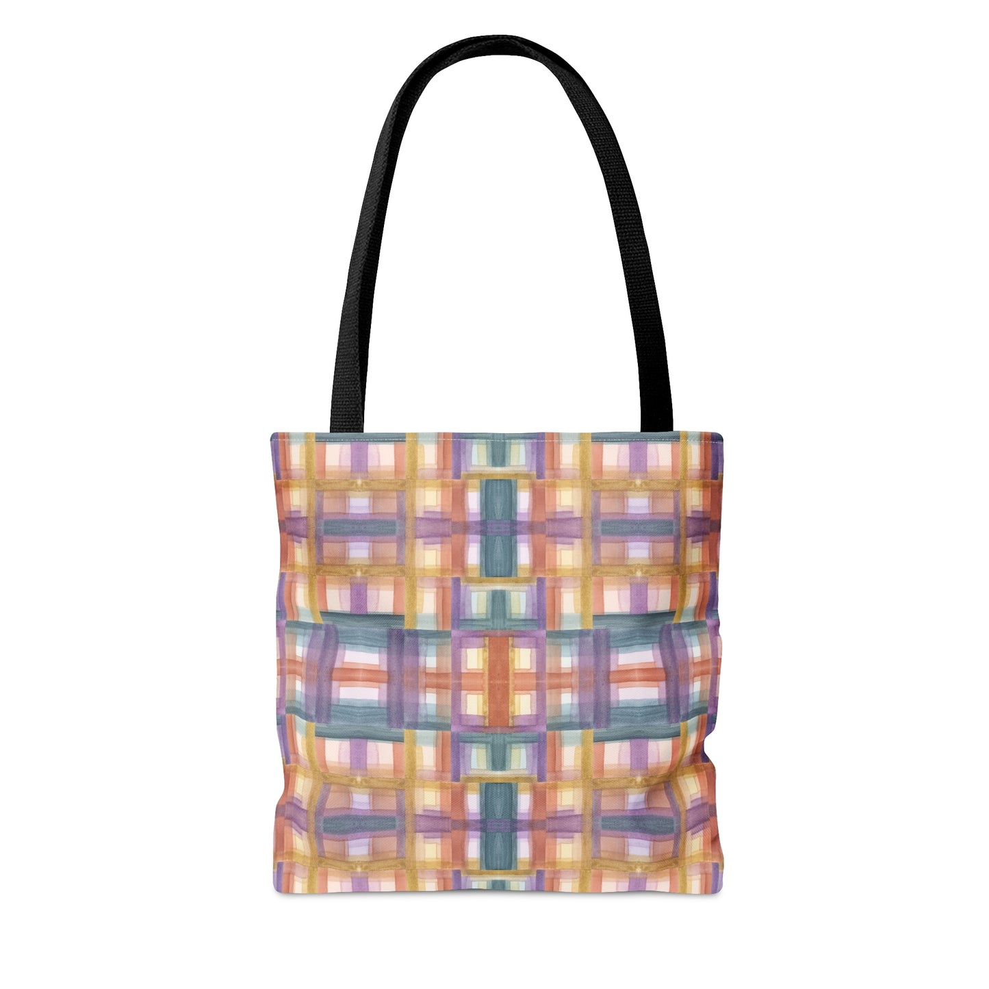 Tote Bag - Painterly Plaid, Warm Tones