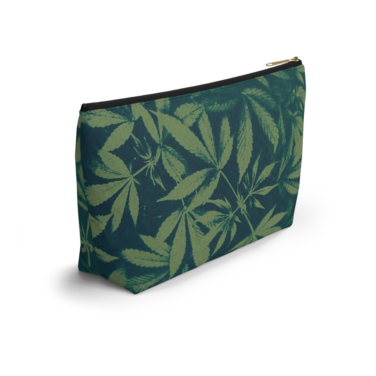 Roomy Accessory Pouch - Cyanotype on Olive Print