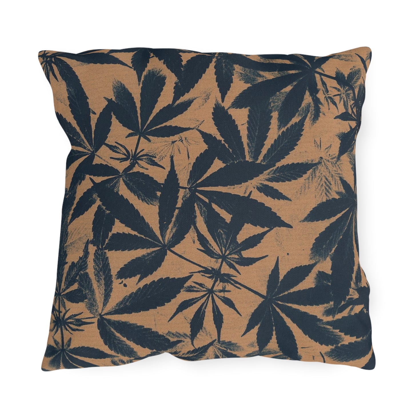 Outdoor Decorative Pillows - UV/H2O/Mildew Resistant - Cannabis Field Cyanotype on Amber Print