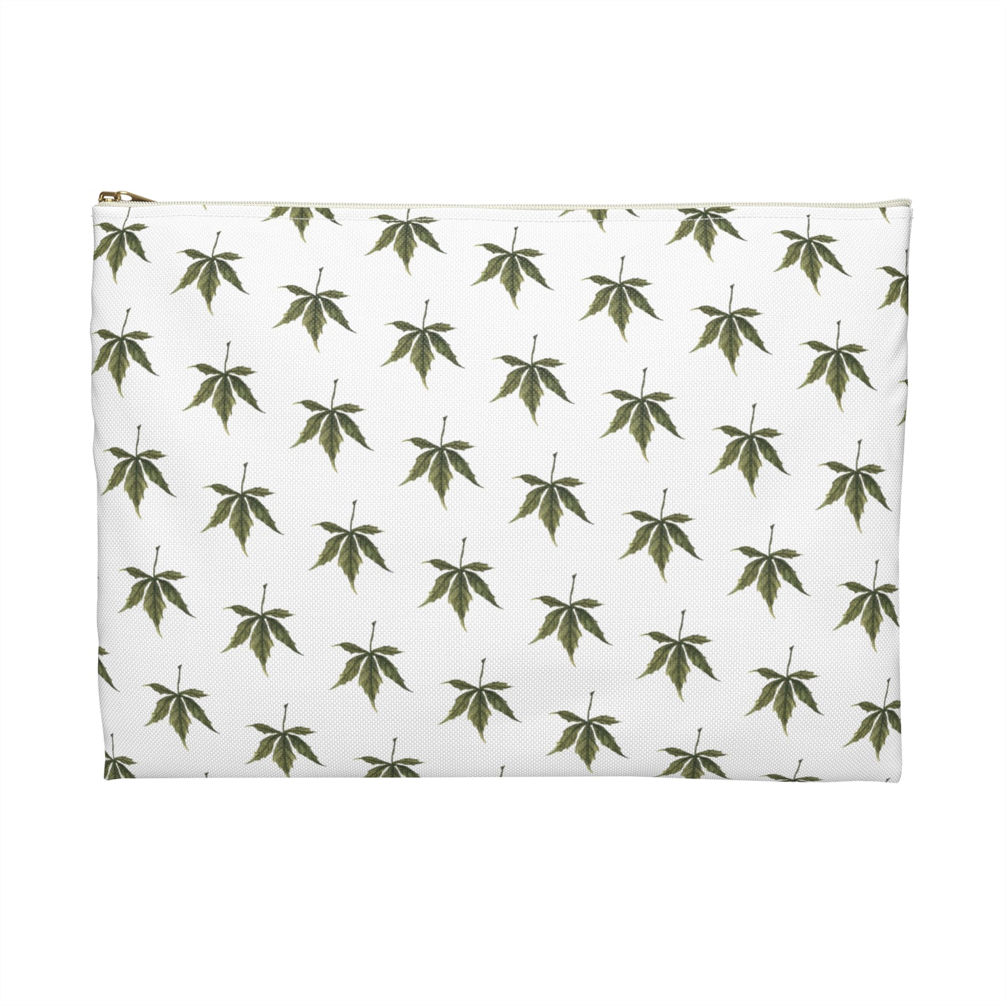 Flat Accessory Pouch - Mini Cannabis Leaf Print on White