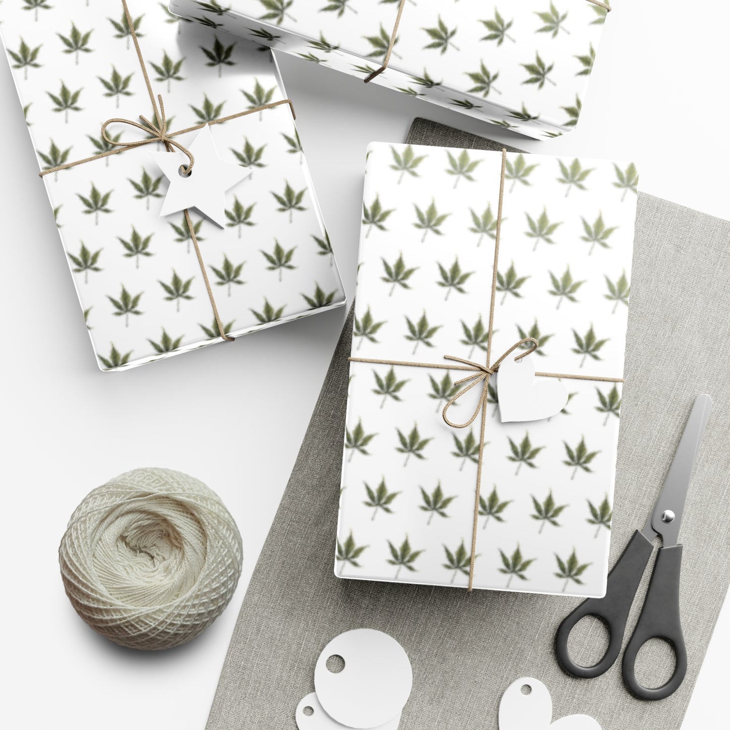 Gift Wrap Papers - Mini Cannabis Leaf Print Wrapping Paper Sheets