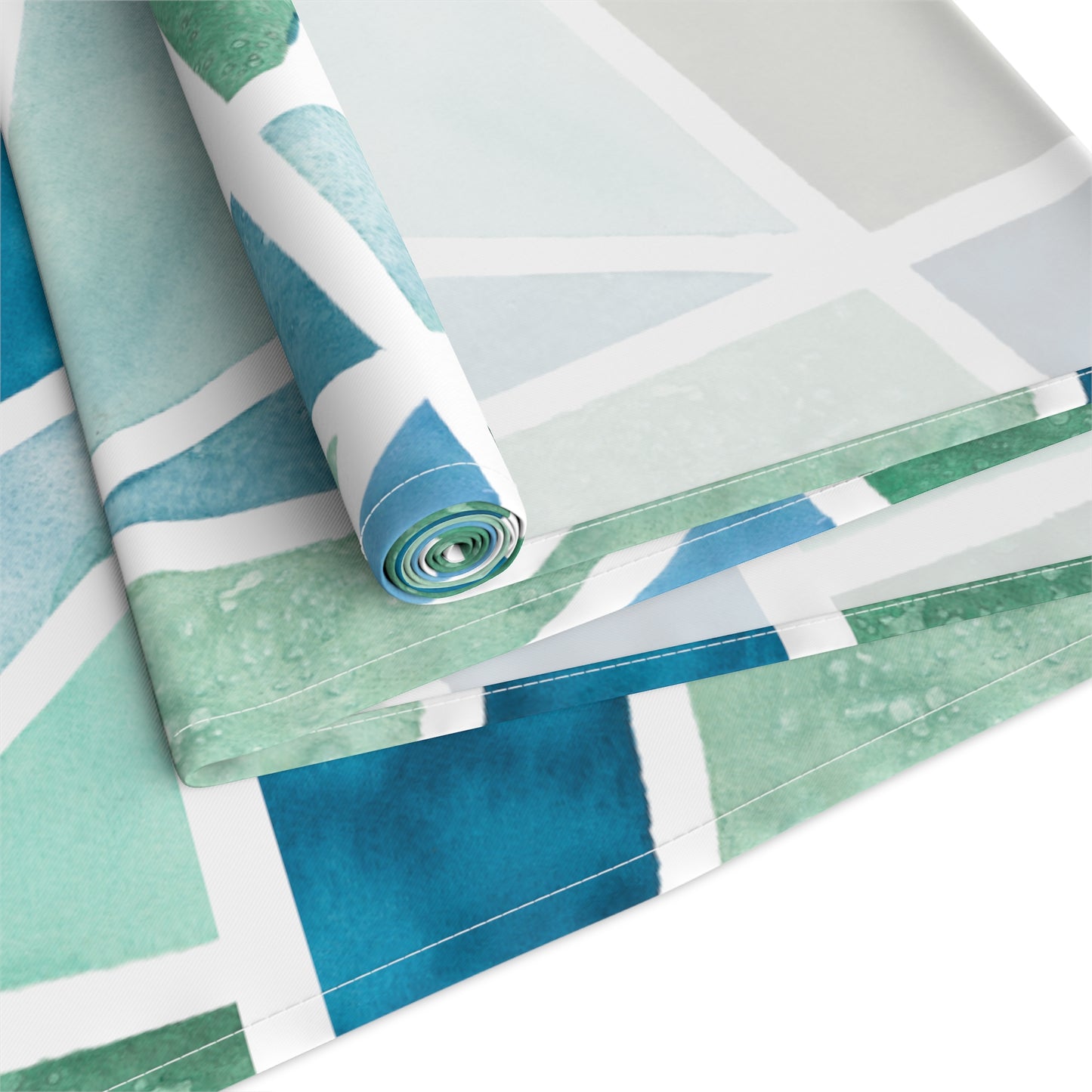 Table Runner 100% Cotton - Aqua Geo