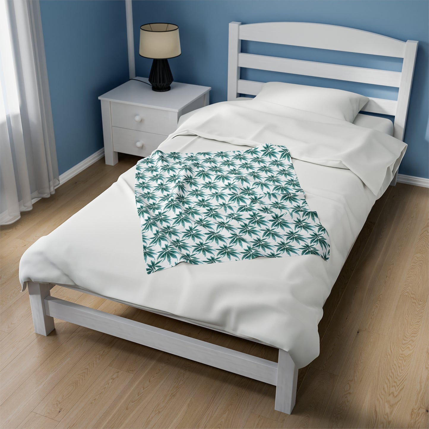 Velveteen Plush Blanket - Teal Dreamleaf