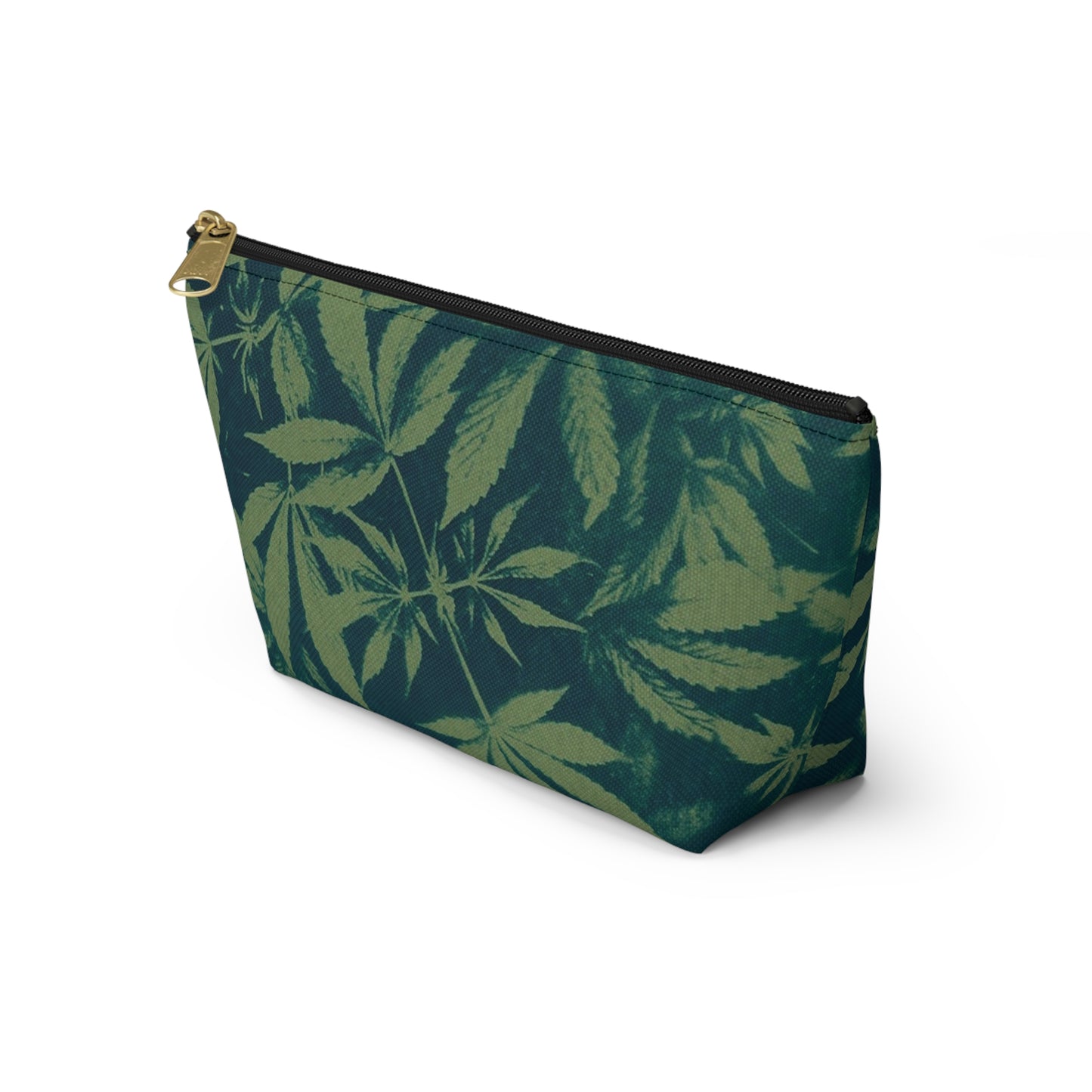 Roomy Accessory Pouch - Cyanotype on Olive Print