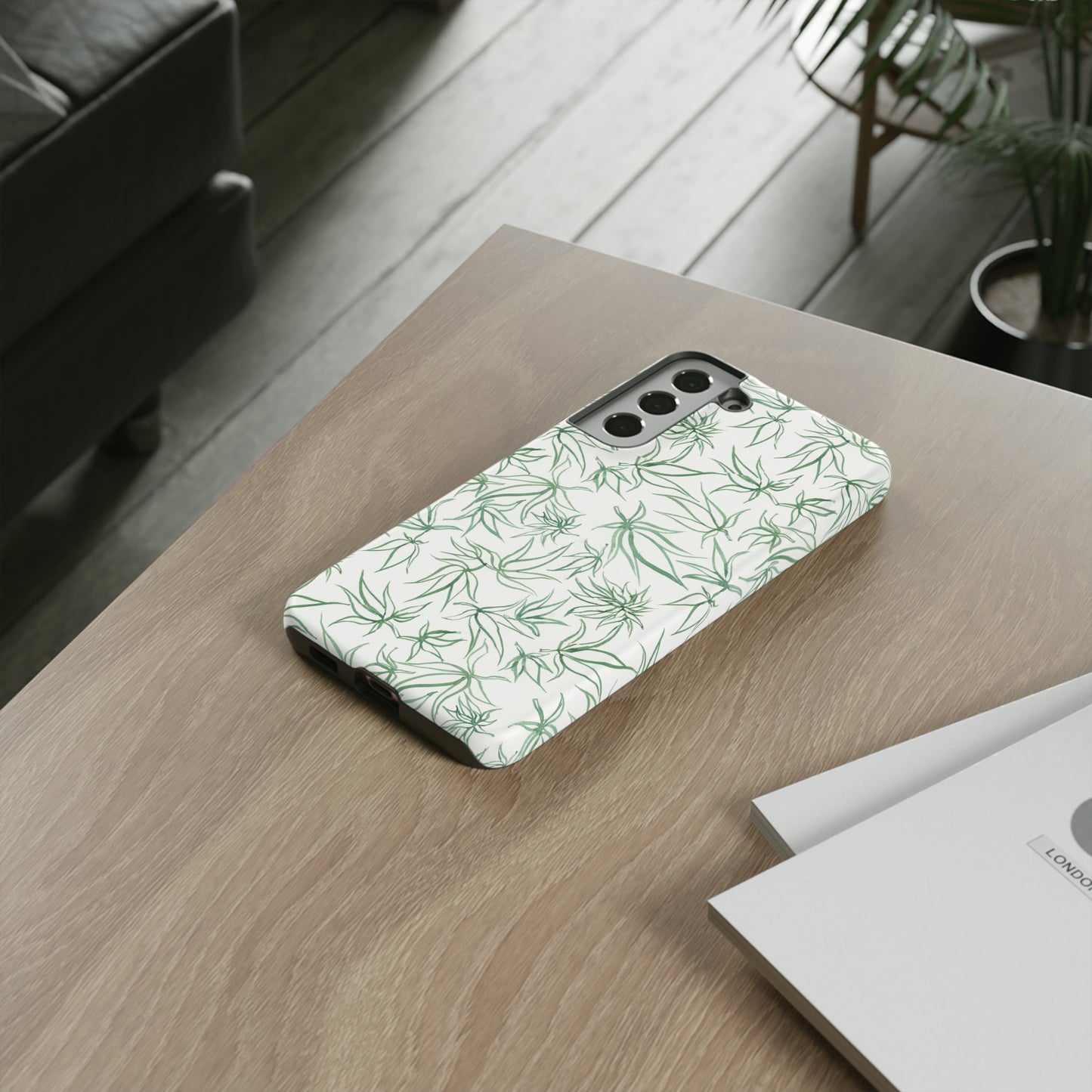 Tough Cell Phone Cases - Cannabis Sketches in Green