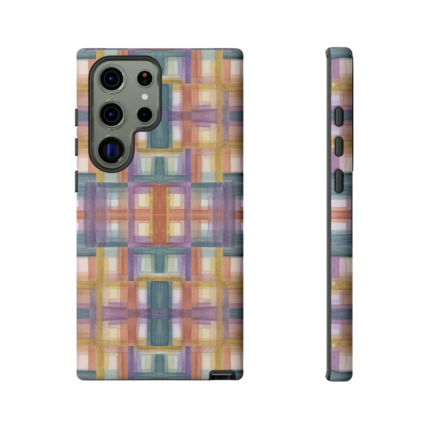 Tough Cell Phone Cases - Painterly Plaid, Warm Colors