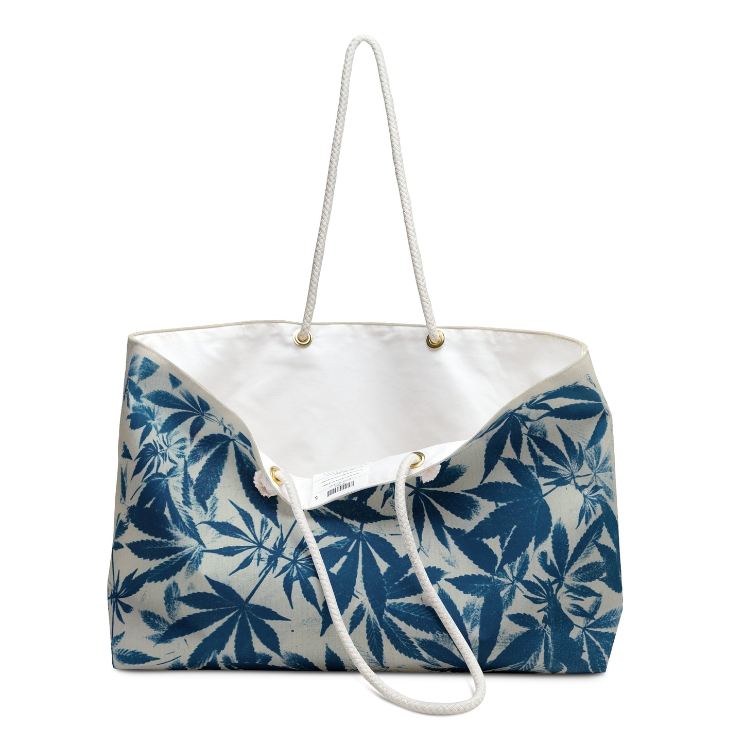 Oversized Weekender Bag - Cannabis Field Cyanotype on Ivory Print