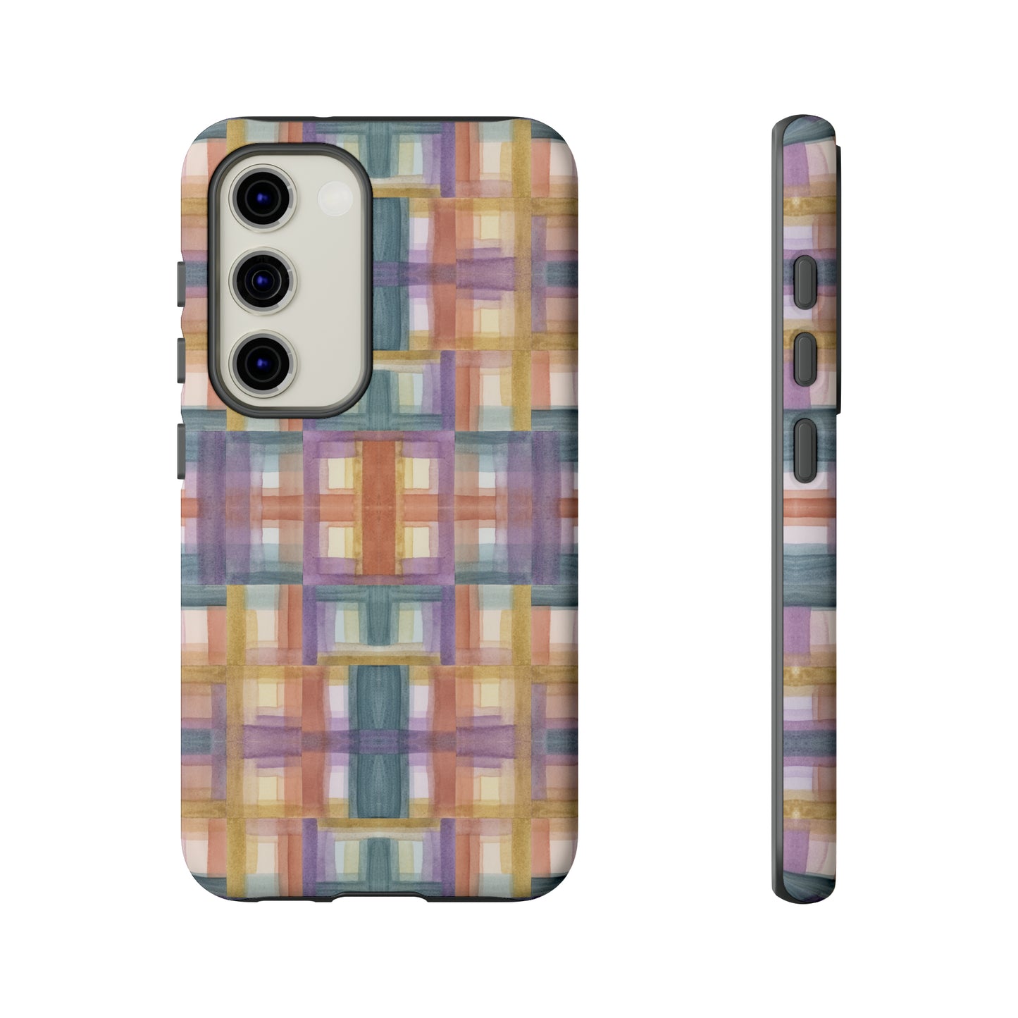 Tough Cell Phone Cases - Painterly Plaid, Warm Colors