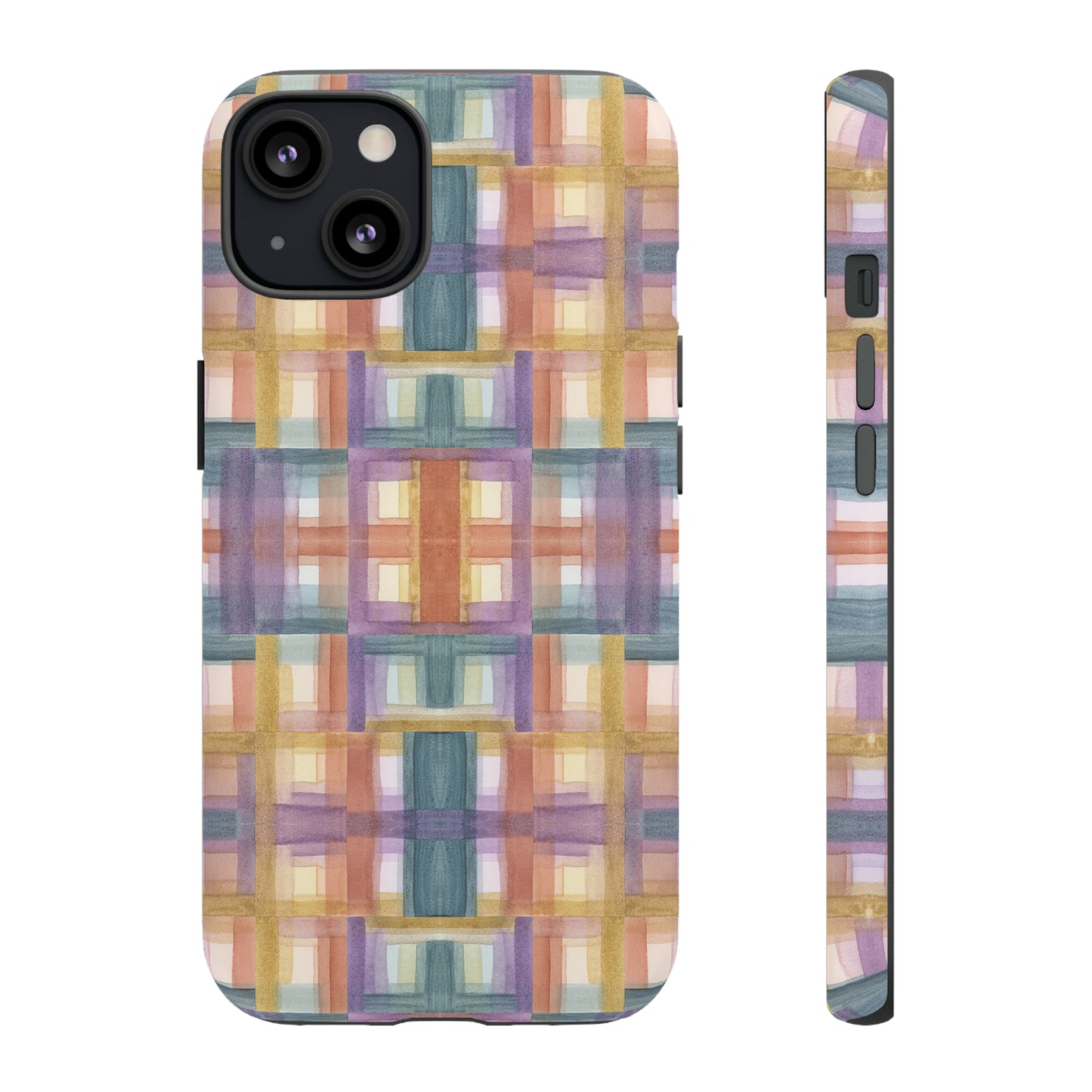 Tough Cell Phone Cases - Painterly Plaid, Warm Colors