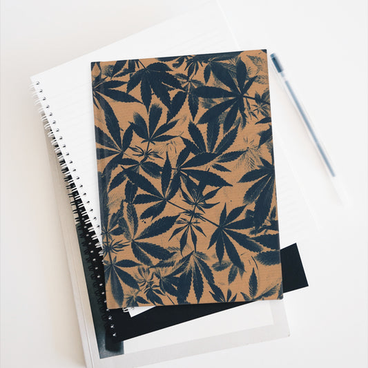 Journal - Blank Pages - Cannabis Field Cyanotype on Amber Print