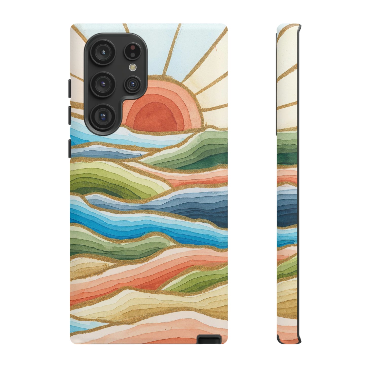 Tough Cell Phone Cases - Red Twilight Landscape