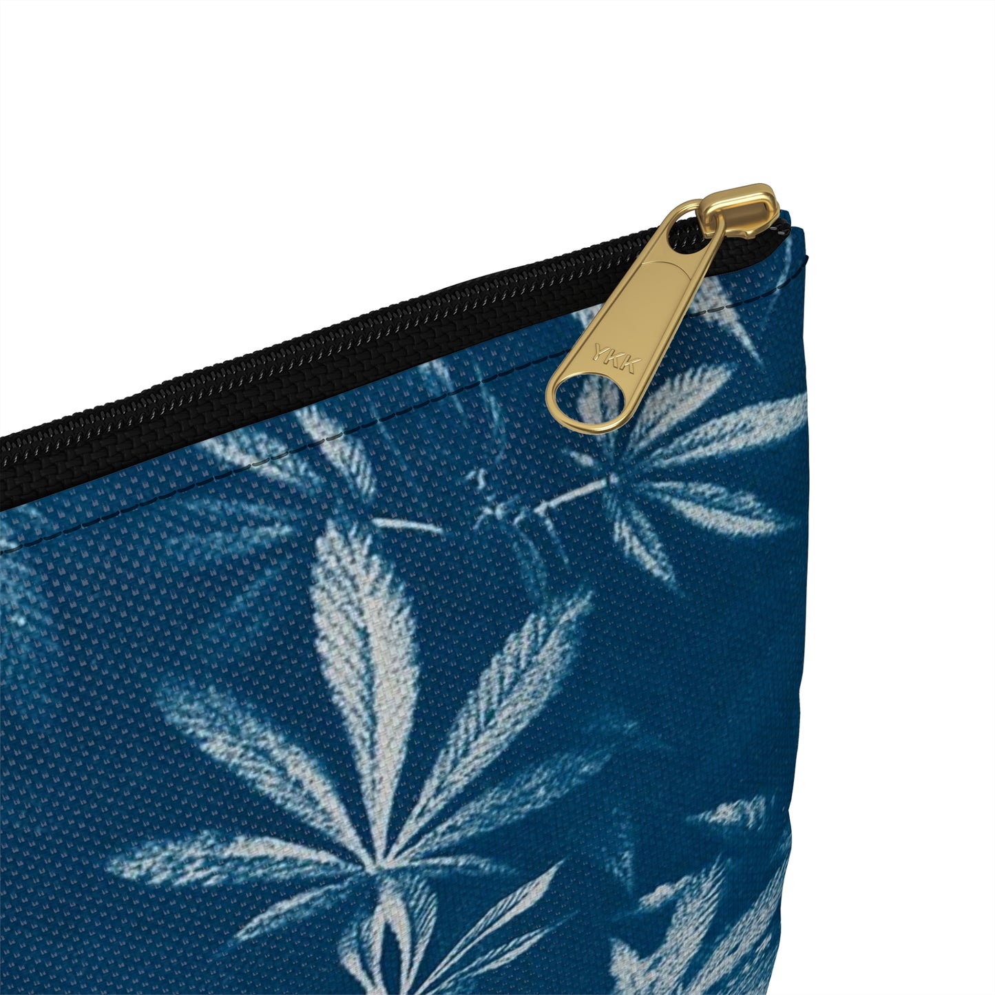 Flat Accessory Pouch - Cannabis Cyanotype Field on Grey