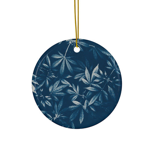 Ceramic Holiday Ornaments - Cyanotype Print 2