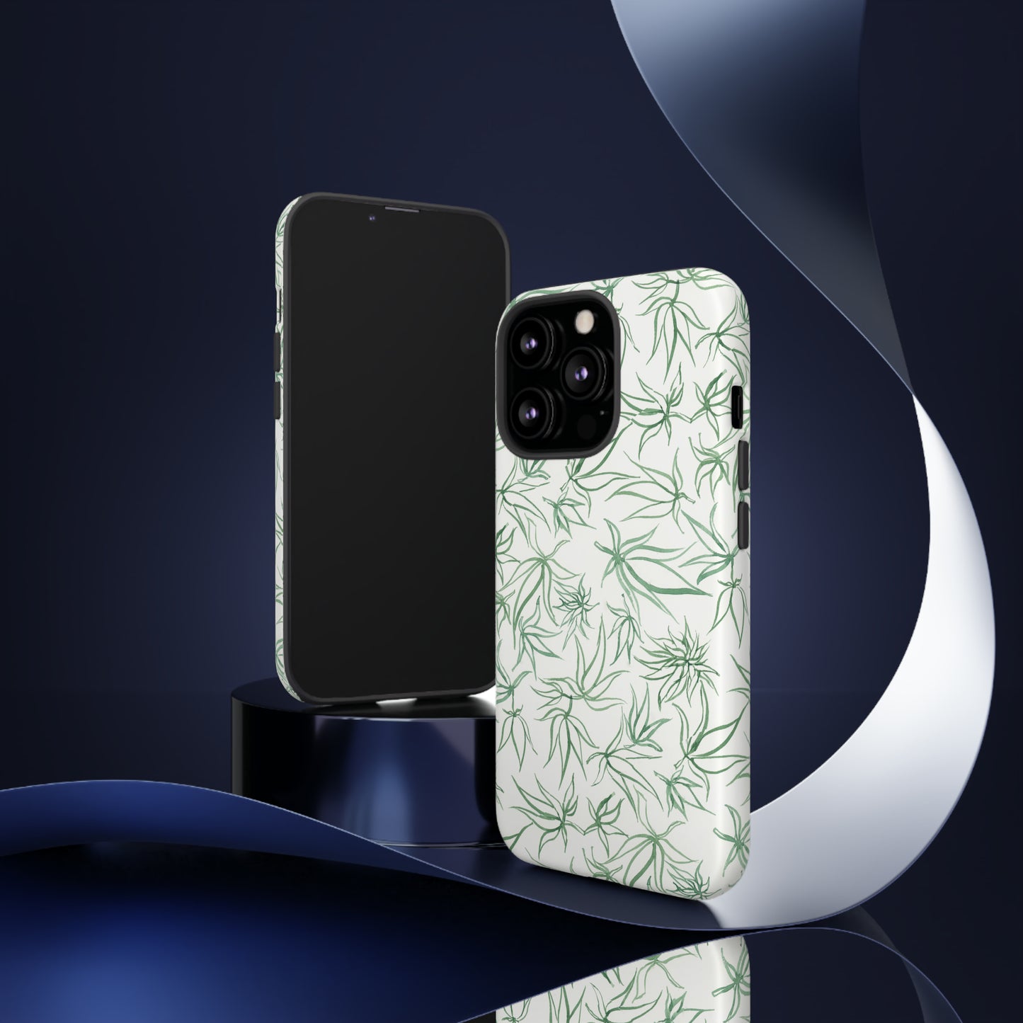 Tough Cell Phone Cases - Cannabis Sketches in Green