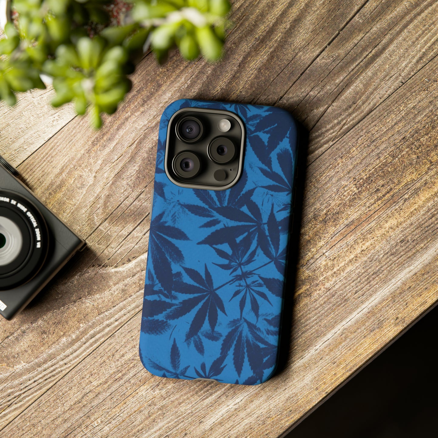 Tough Cell Phone Cases - Cyanotype on Bright Blue Print