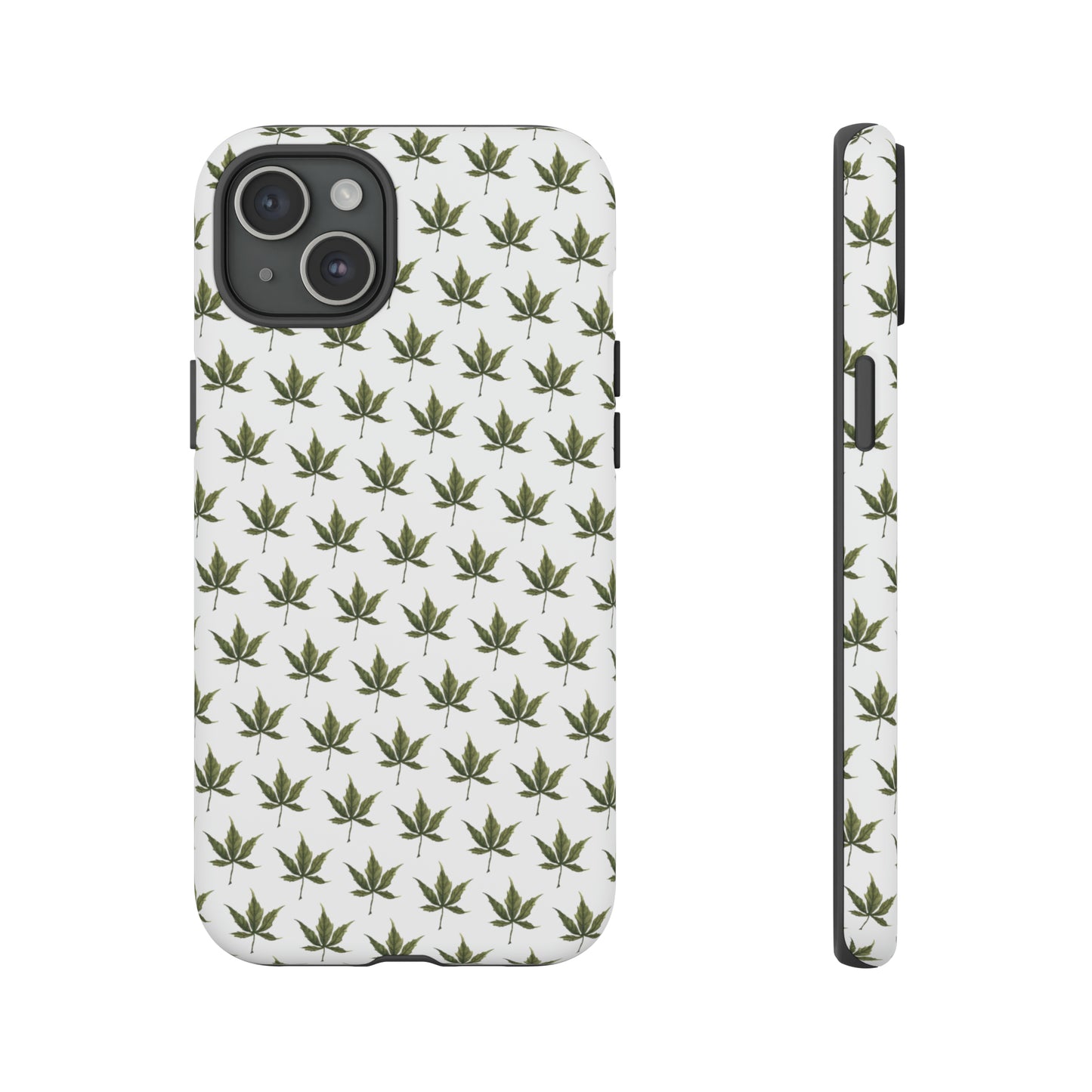 Tough Cell Phone Cases - Mini Cannabis Leaf on White