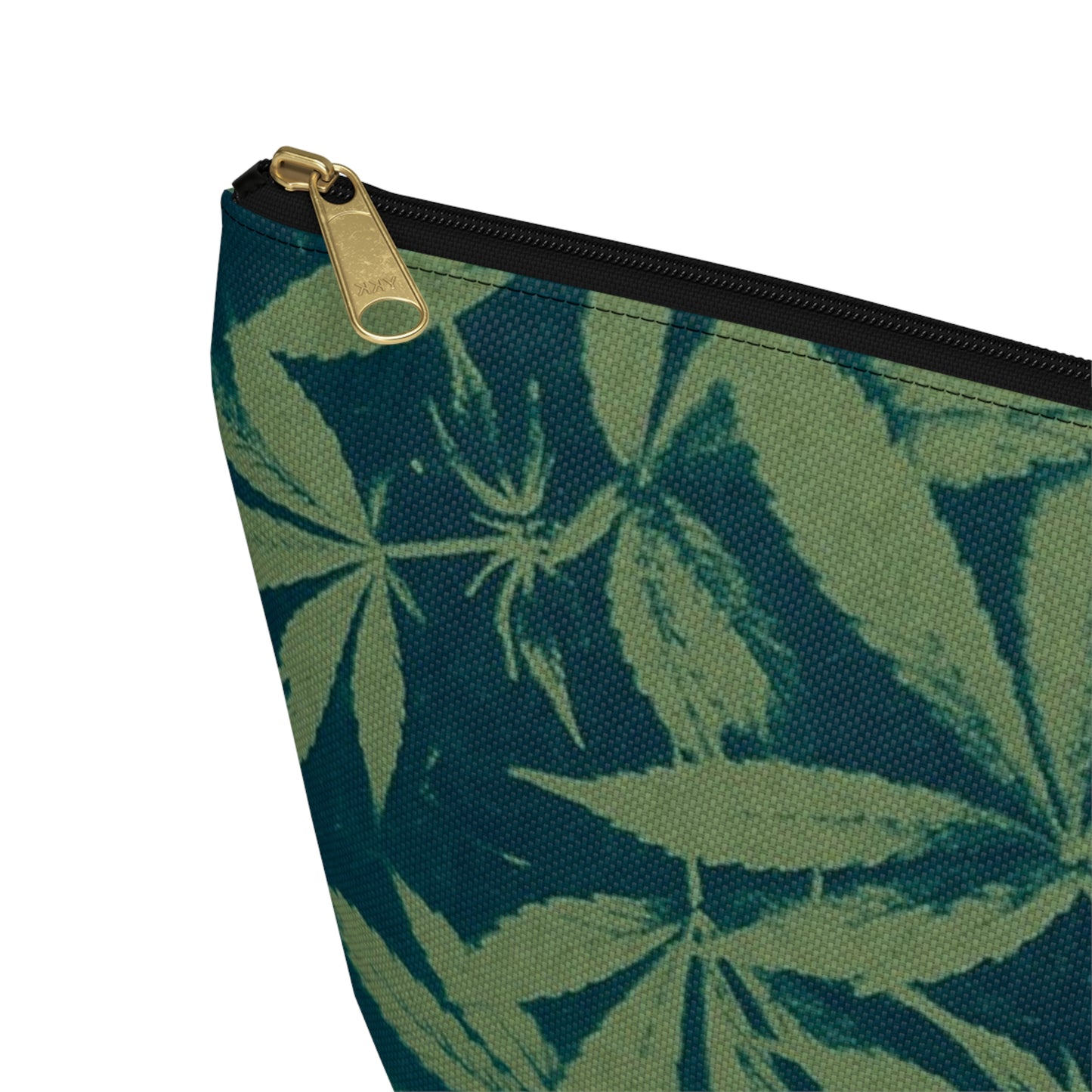 Roomy Accessory Pouch - Cyanotype on Olive Print