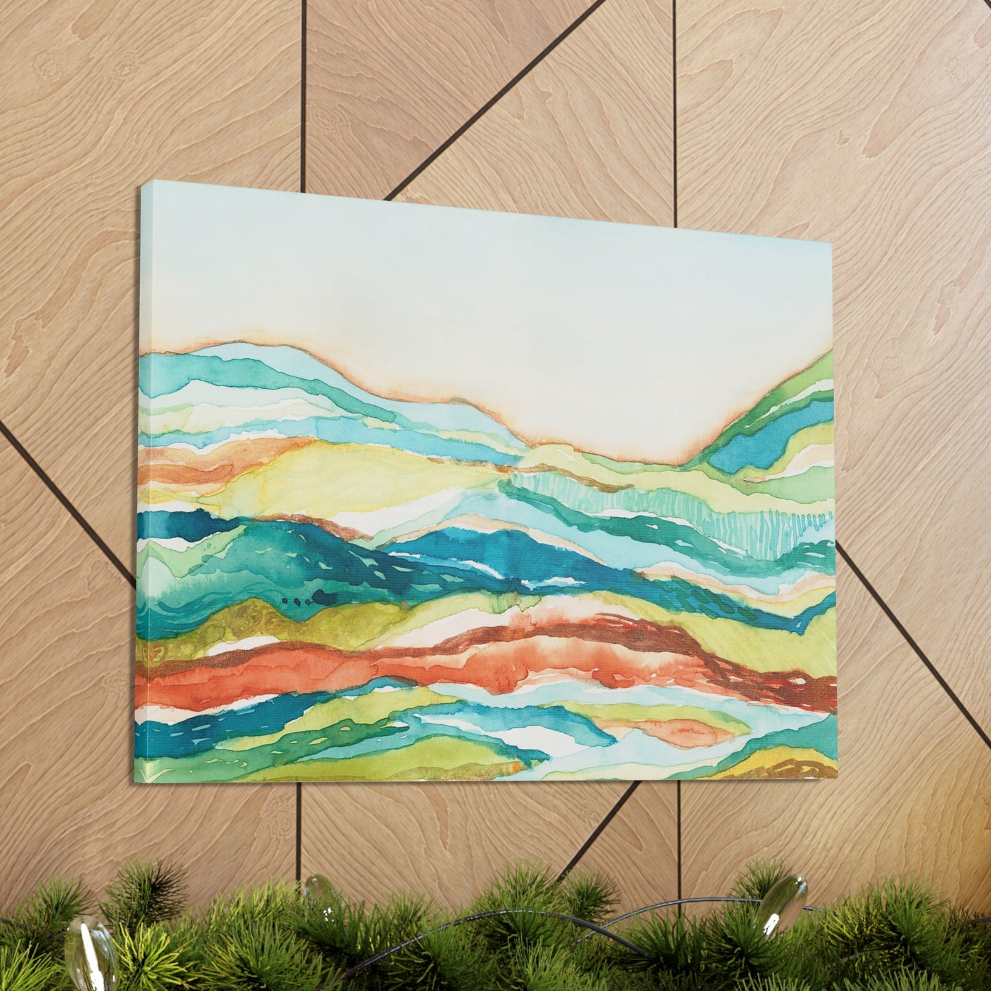 Canvas Gallery Wrap Prints - Abstract Watercolor Mountain Landscape