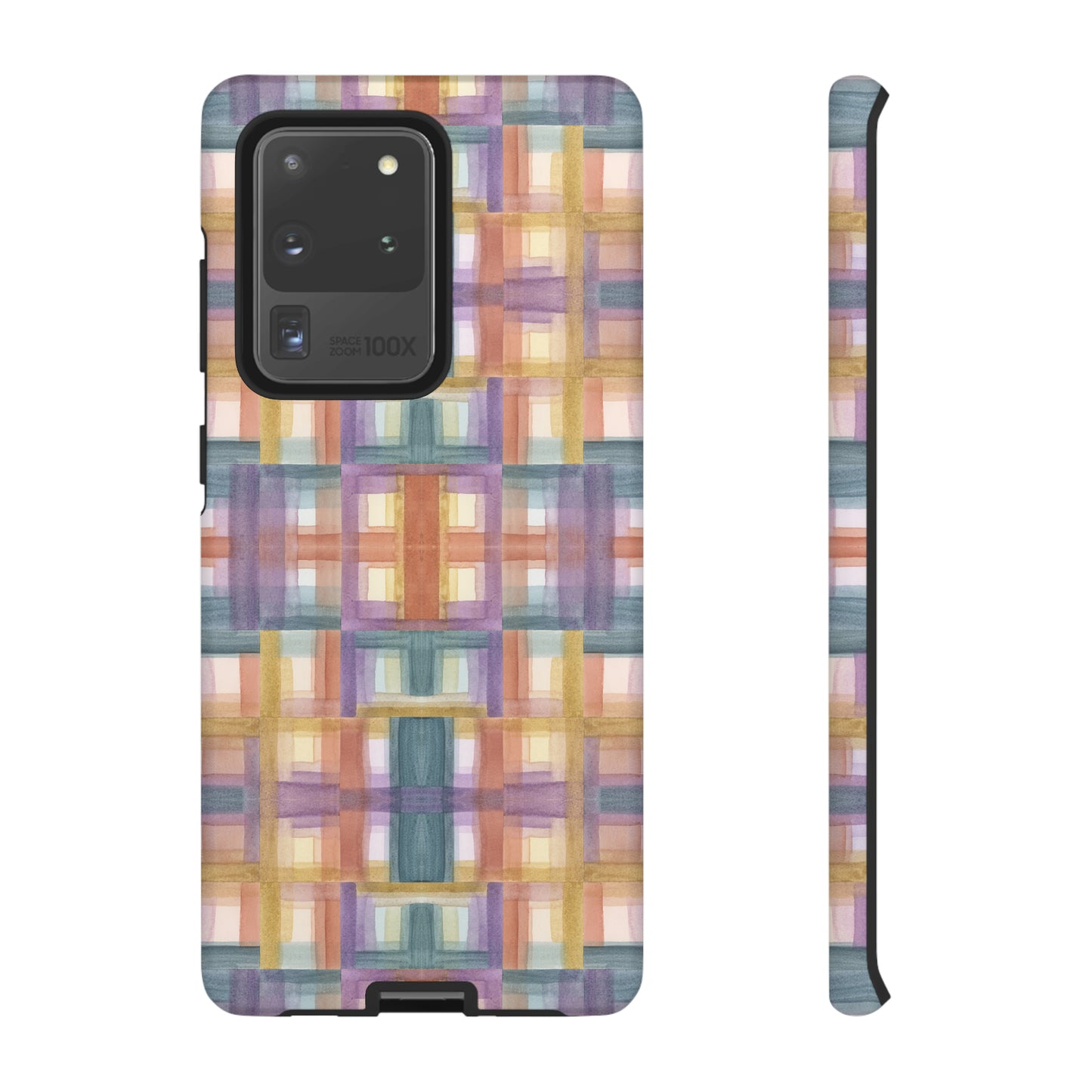 Tough Cell Phone Cases - Painterly Plaid, Warm Colors