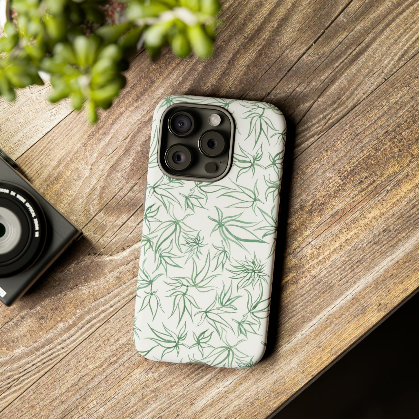 Tough Cell Phone Cases - Cannabis Sketches in Green