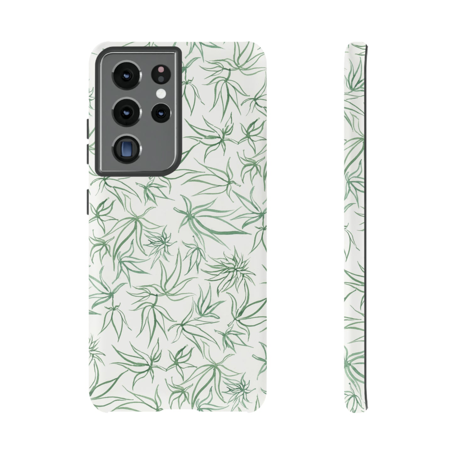 Tough Cell Phone Cases - Cannabis Sketches in Green