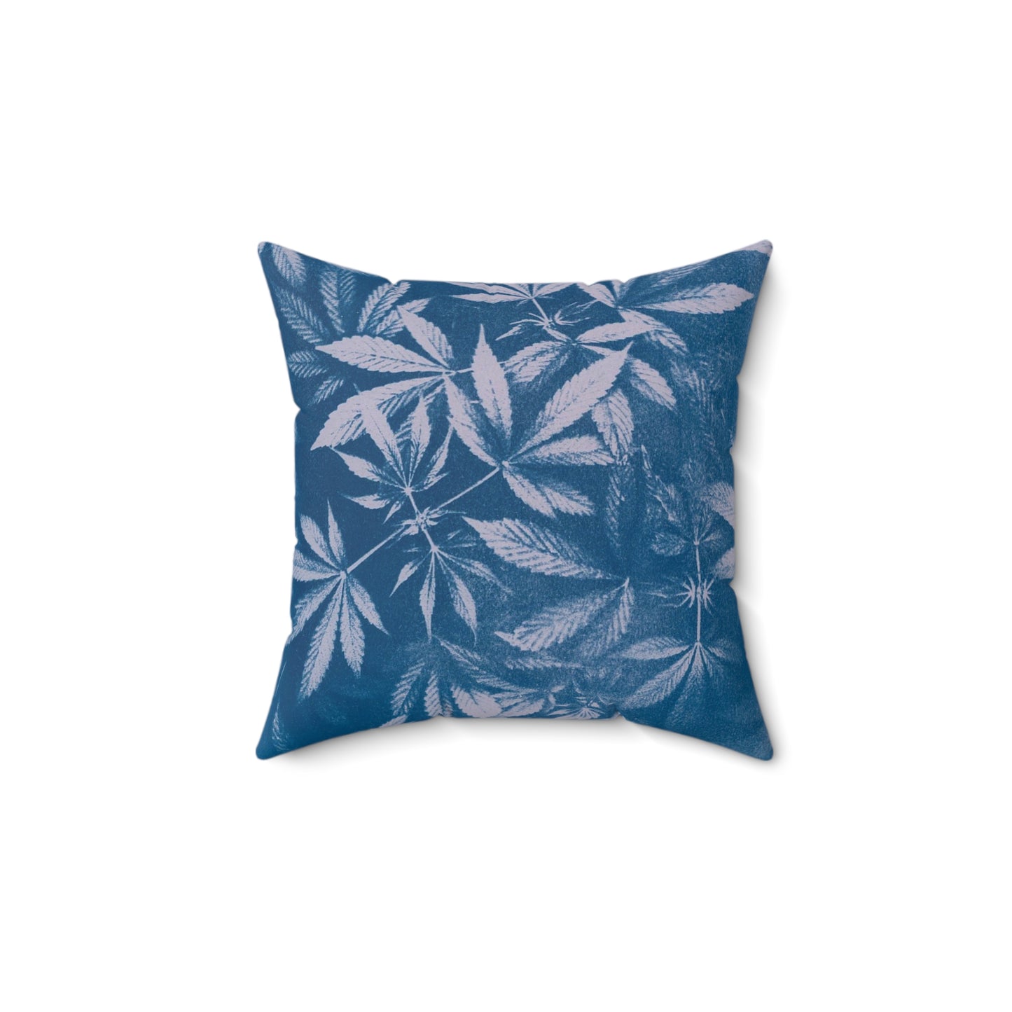 Faux Suede Square Pillow - Cyanotype on Lavender