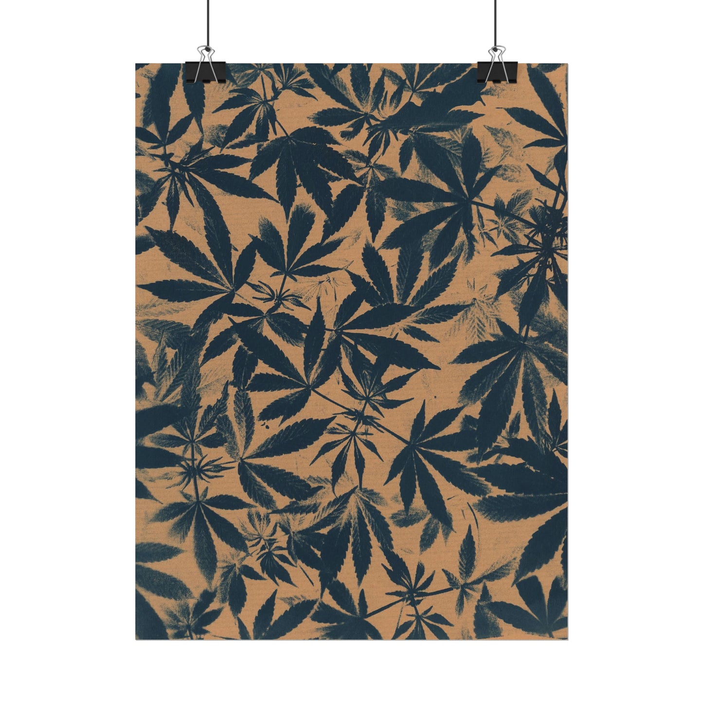 Fine Art Reproductions - Archival, Textured Watercolor Matte Prints - Cannabis Cyanotype on Amber Print