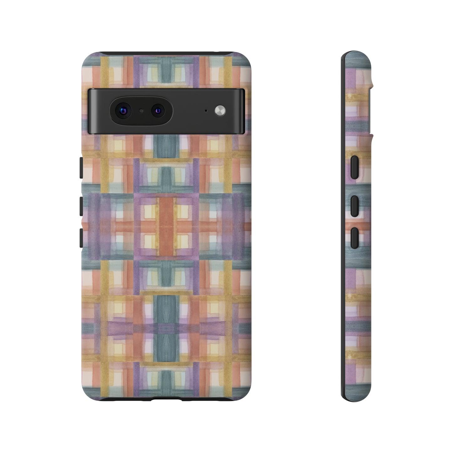 Tough Cell Phone Cases - Painterly Plaid, Warm Colors