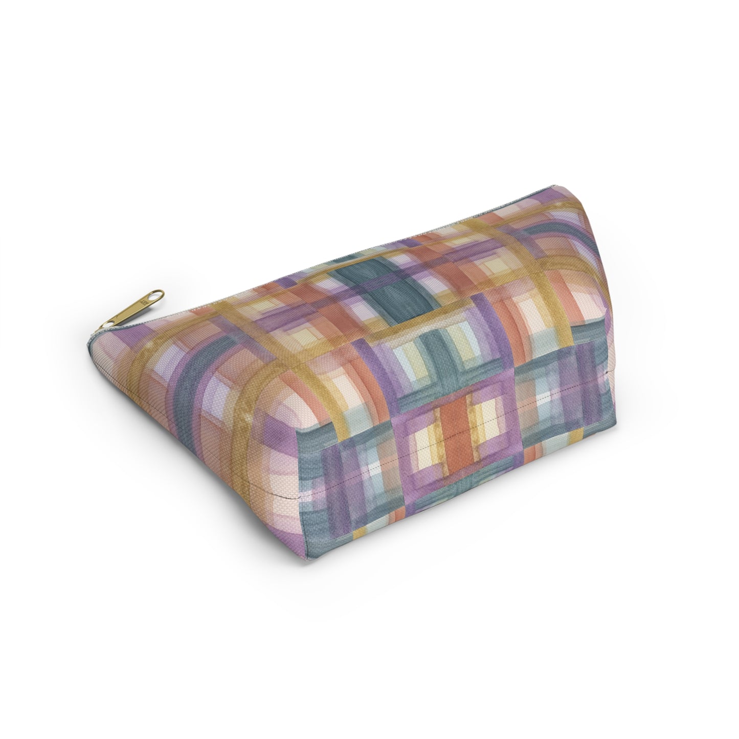 Roomy Accessory Pouch - Painterly Plaid, Warm Colors