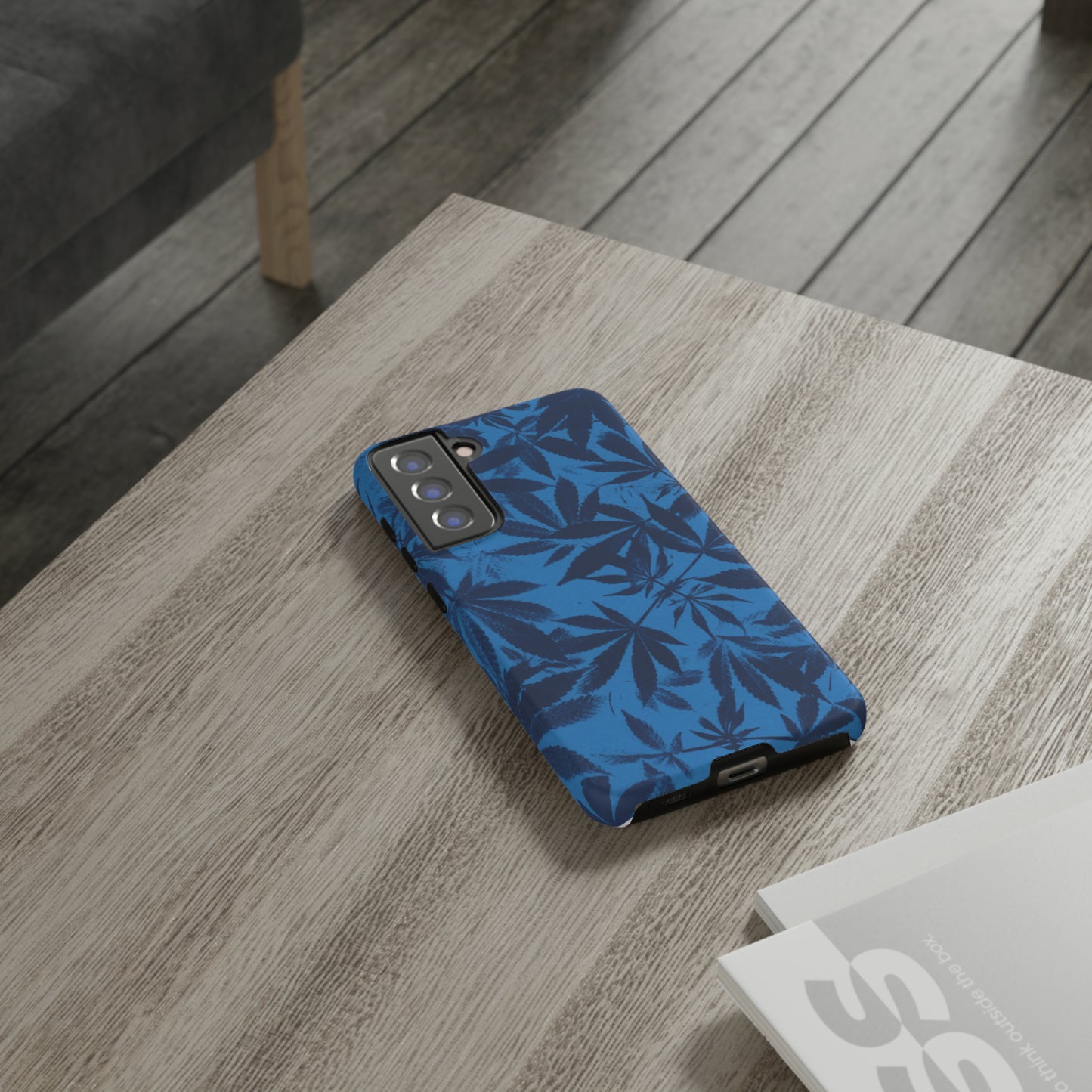 Tough Cell Phone Cases - Cyanotype on Bright Blue Print