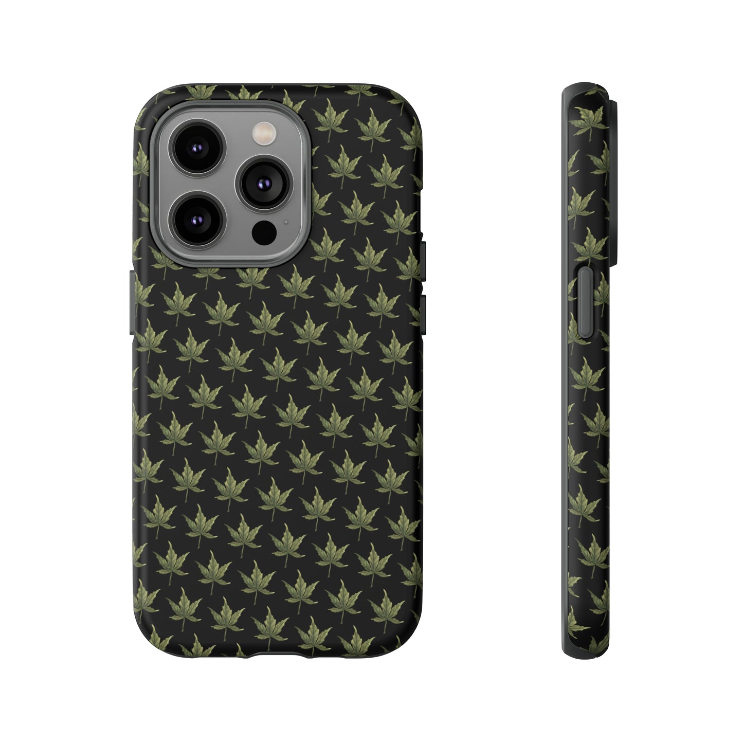 Tough Cell Phone Cases - Mini Cannabis Leaf on Black