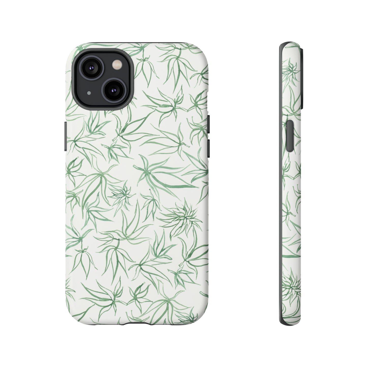 Tough Cell Phone Cases - Cannabis Sketches in Green