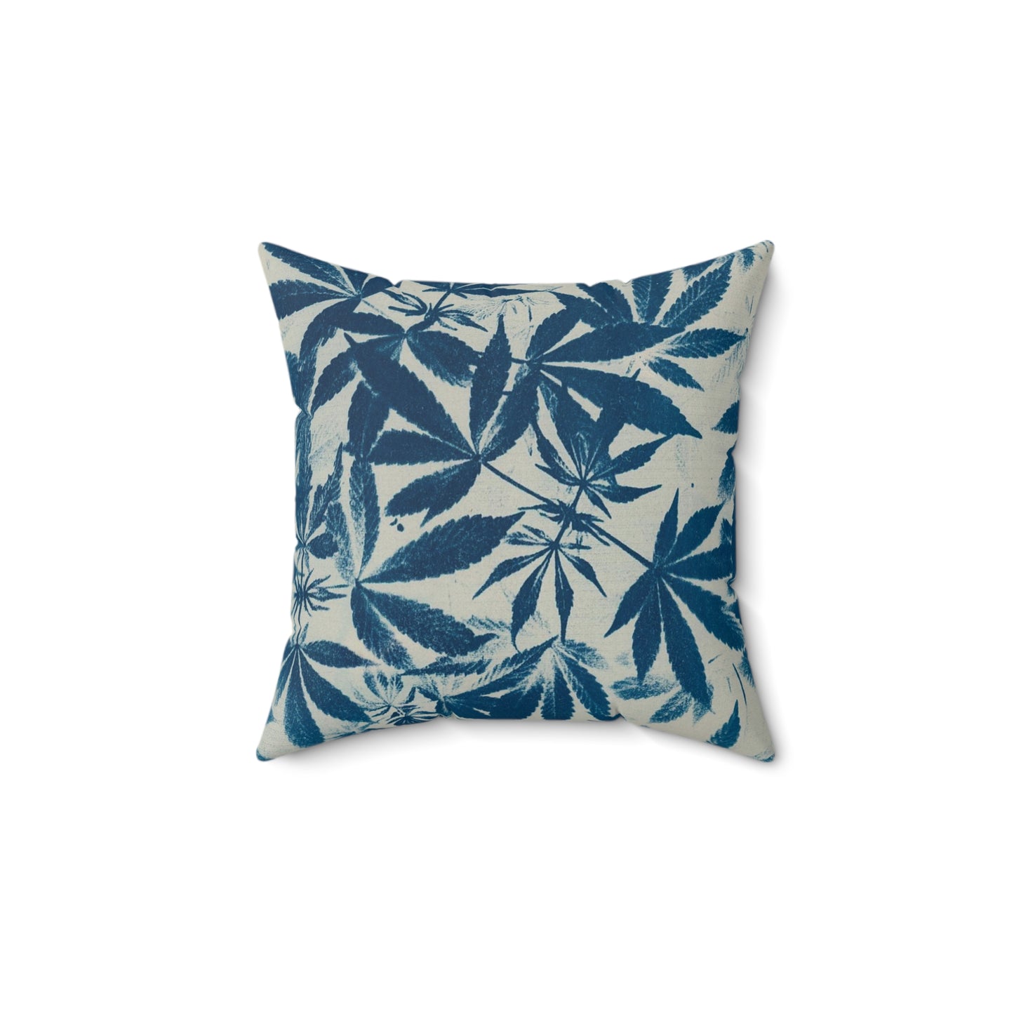 Faux Suede Square Pillow - Cyanotype on Ivory