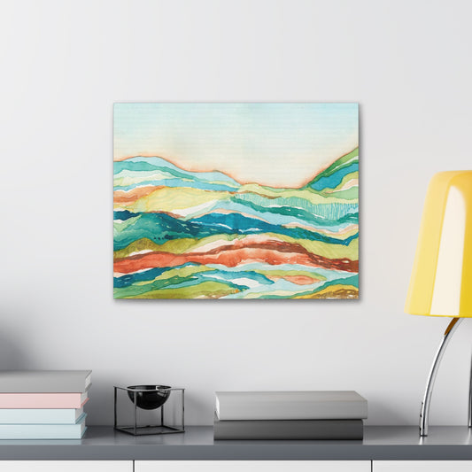 Canvas Gallery Wrap Prints - Abstract Watercolor Mountain Landscape