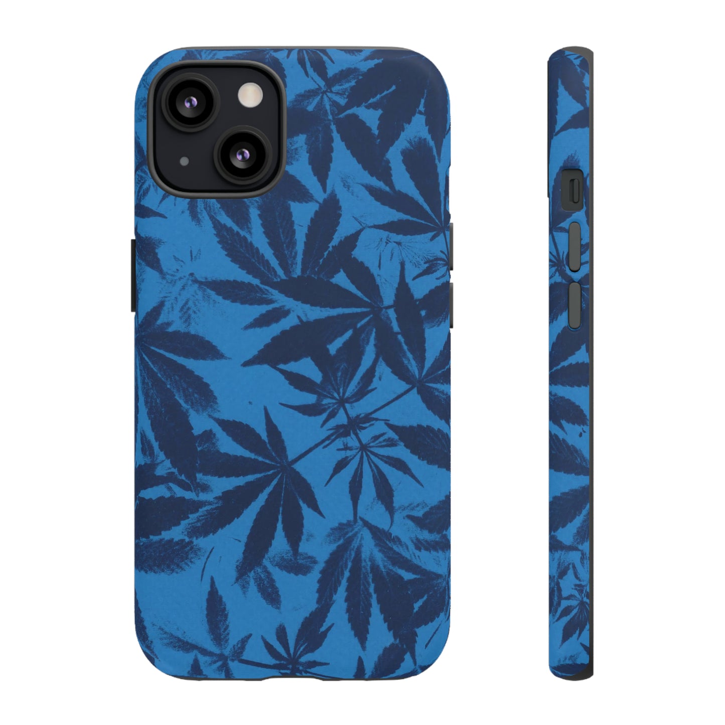 Tough Cell Phone Cases - Cyanotype on Bright Blue Print