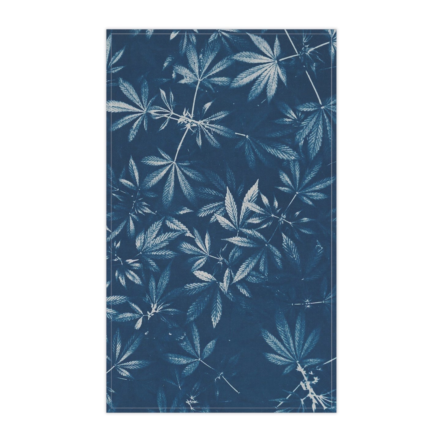 100% Cotton Twill Kitchen Towel - Cannabis Field Cyanotype Print 1