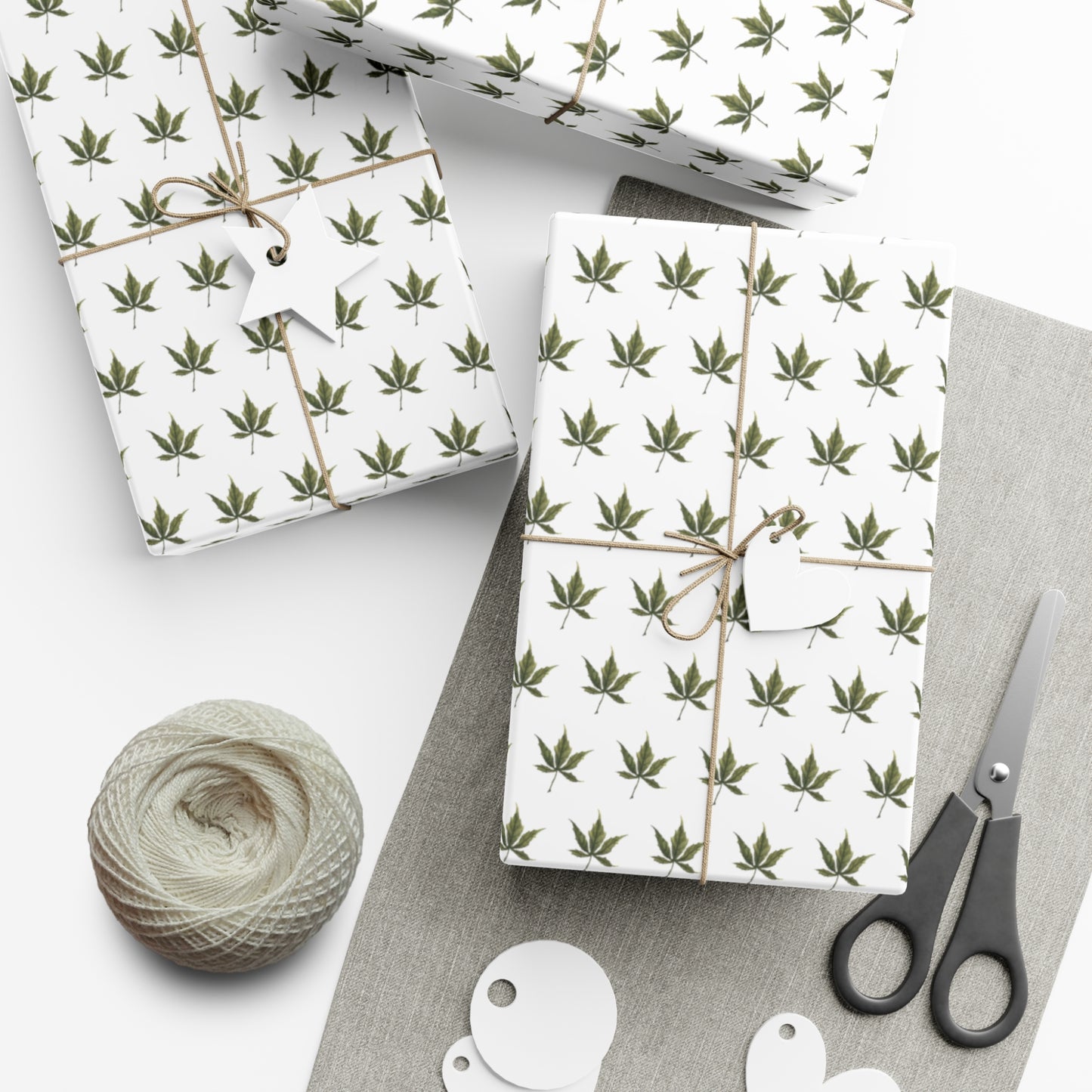 Gift Wrap Papers - Mini Cannabis Leaf Print Wrapping Paper Sheets