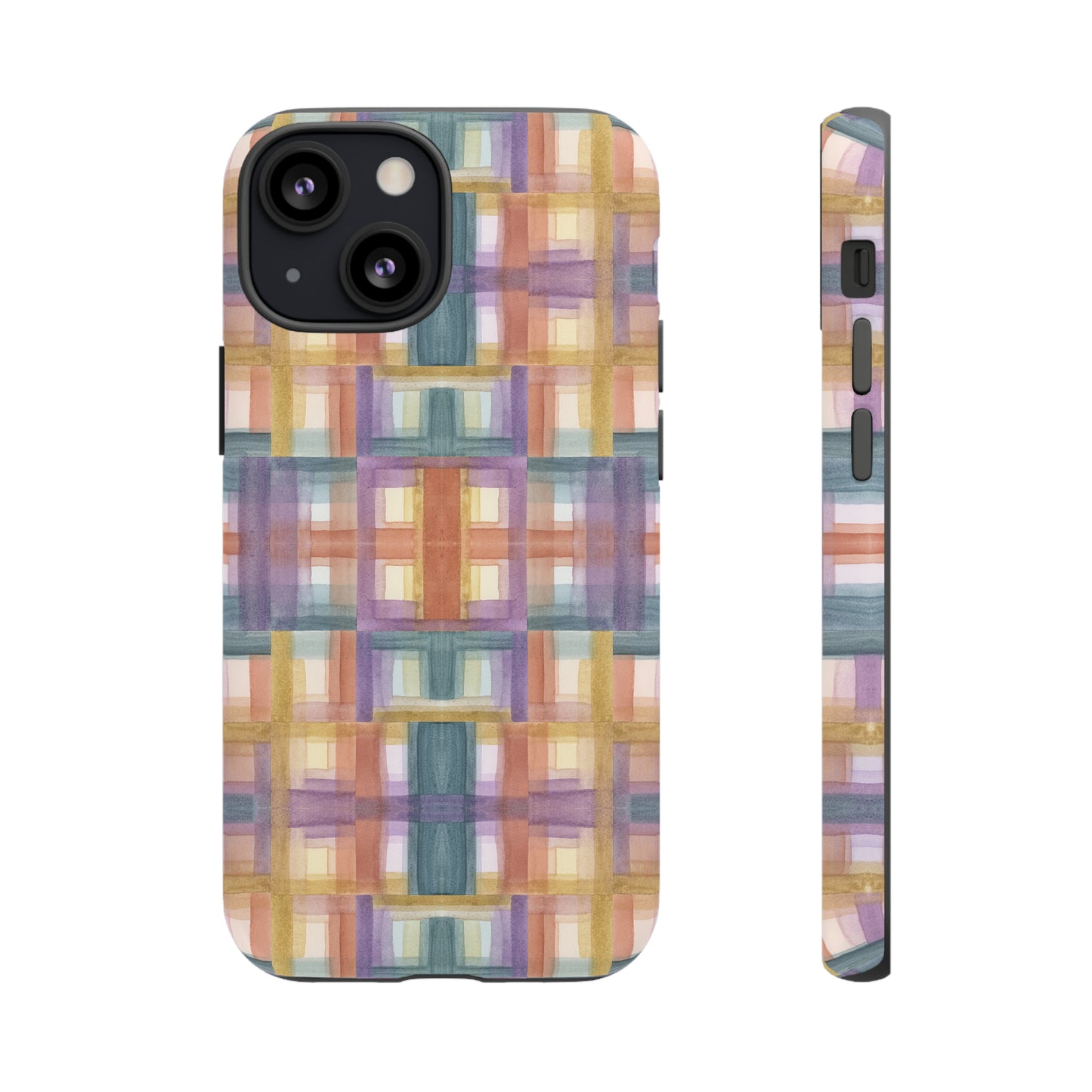 Tough Cell Phone Cases - Painterly Plaid, Warm Colors