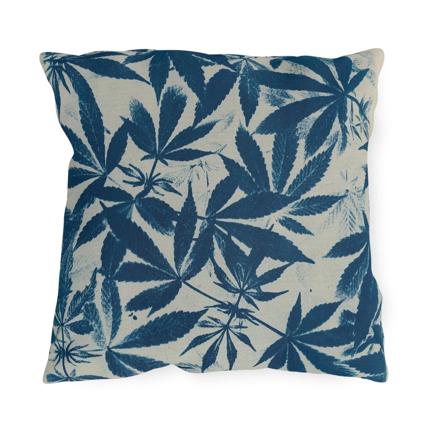 Outdoor Decorative Pillows - UV/H2O/Mildew Resistant - Cannabis Field Cyanotype on Ivory Print