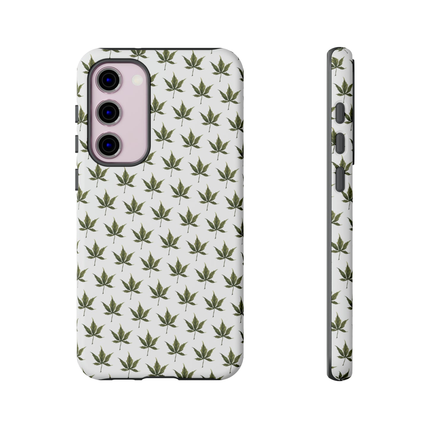 Tough Cell Phone Cases - Mini Cannabis Leaf on White