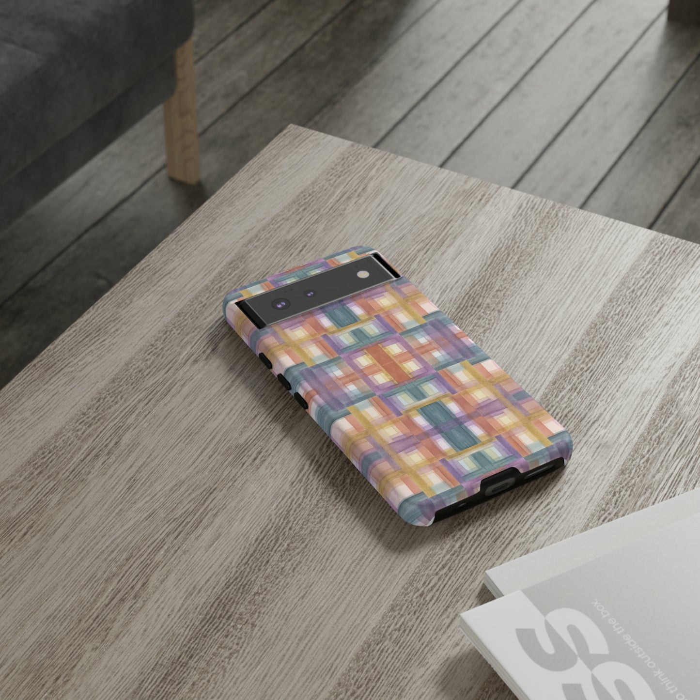 Tough Cell Phone Cases - Painterly Plaid, Warm Colors